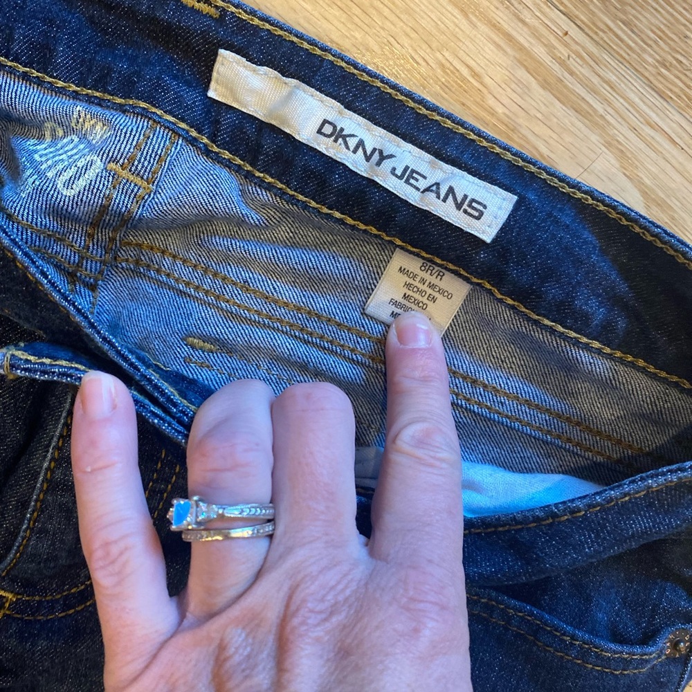 DKNY bootcut jeans- button pockets.. higher back so no plumbers crack. - Picture 3 of 6